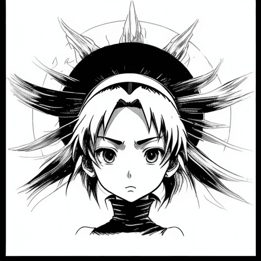 AI generated: many anime motives on white background, {{{{{{black and white style}}}}}}, art by studio ghibli