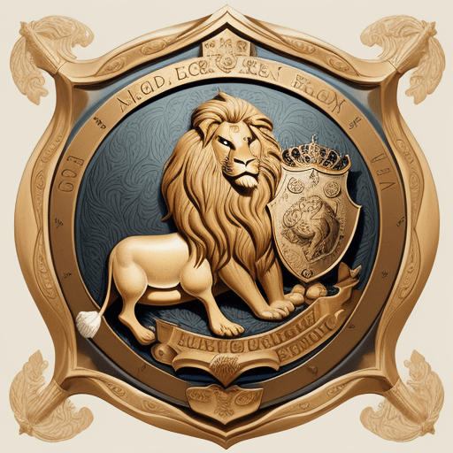 AI generated: medieval shield, duck and lion engraved, hugging, in search of freedom