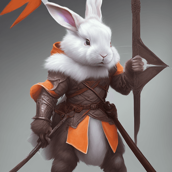 AI generated: female d&d harengon, female dnd rabbitfolk, female d&d anthro rabbit :: white fur with light orange ...