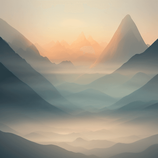 AI generated: Mountain ranges in gauze, gradient, minimalism, Chinese landscape painting, perspective aesthetics, ...