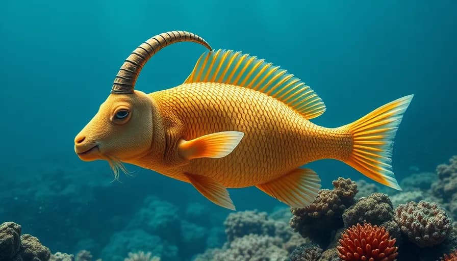 AI generated: A fish that is shaped like a goat