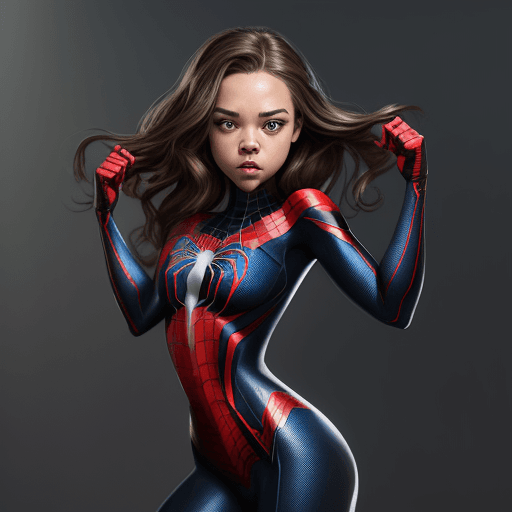 AI generated: sydney sweeney , suit spider-woman , spider-man costume , full body shot , detailed face , detailed ...