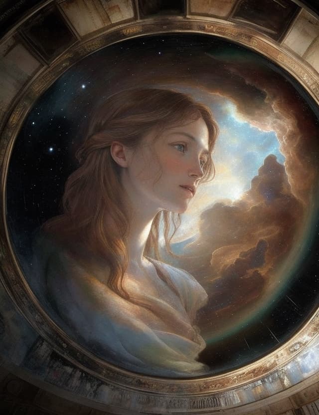 AI generated: image interstellar look like , is a fresco painting by Italian artist Michelangelo.