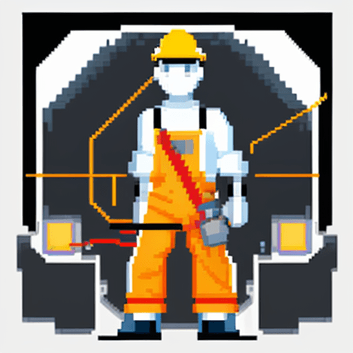 AI generated: A pixel art character, a Florida power line engineer, in full body view, standing confidently with t...