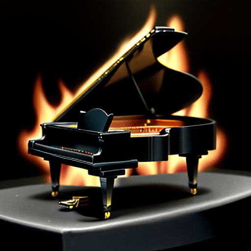 AI generated: black concert grand piano in hell

