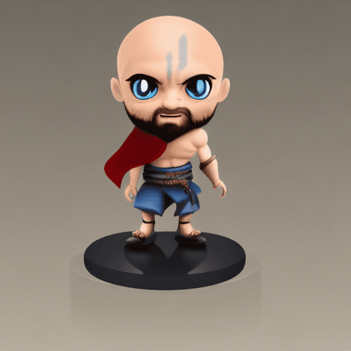 AI generated: Chibi Kratos figurine, modern Disney style