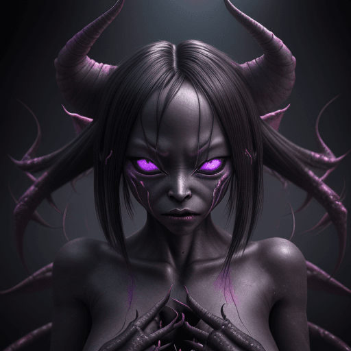 AI generated: A Photo of A dark creature, mikaboshi , no eyes, gender unknown, fallingcore, hyper realistic and hy...