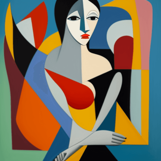 AI generated: woman, oil on canvas, in the style of Pablo Picasso, cubism, density of forms, i can't believe how b...