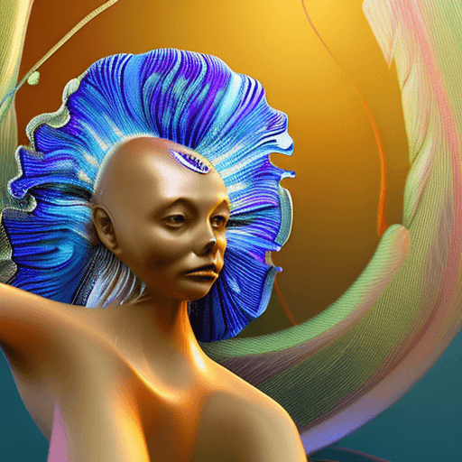 AI generated: Goddess close-up portrait ribcagel. jellyfish phoenix head, nautilus, orchid, skull, betta fish, bio...