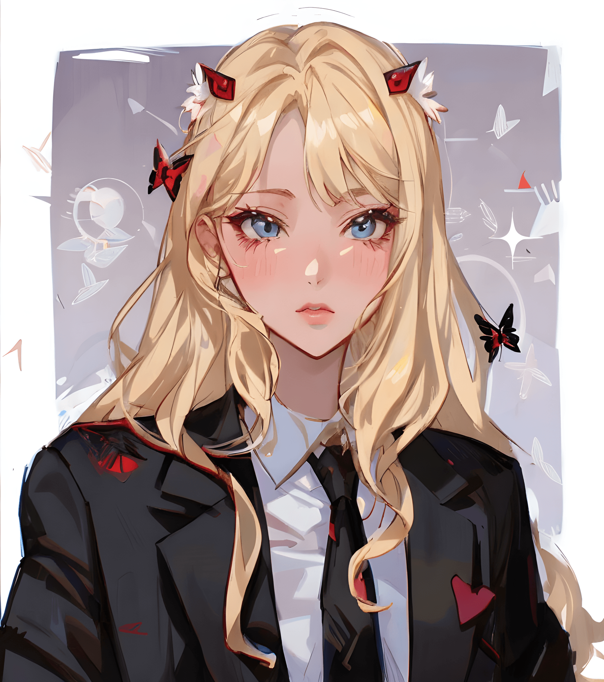 AI generated: a drawing of a woman, an anime drawing, by Yang J, tumblr, digital art, blonde crea, aesthetic cute ...