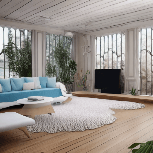 AI generated: High resolution photography interior design, dreamy sunken living room conversation pit, wooden floo...