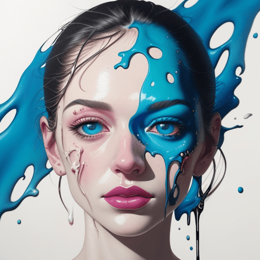 AI generated: A mesmerizing close-up shot of a surreal still life painting by artist Wilson, featuring a hyper-rea...