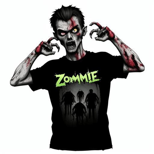 AI generated: A t-shirt design with and zombie  style design. T-shirt design graphic, zombie style artwork, inclus...