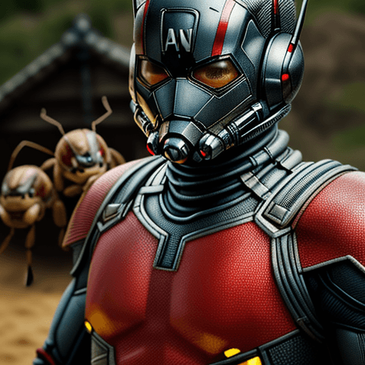 AI generated: Ant-Man , close-up, in samurai armor, in front of an anthill, detailed photography, cinematic lighti...