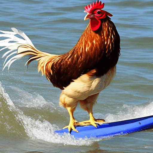 AI generated: A chicken doing watersports