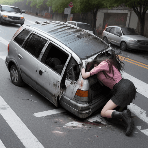 AI generated: a girl crashed by car

