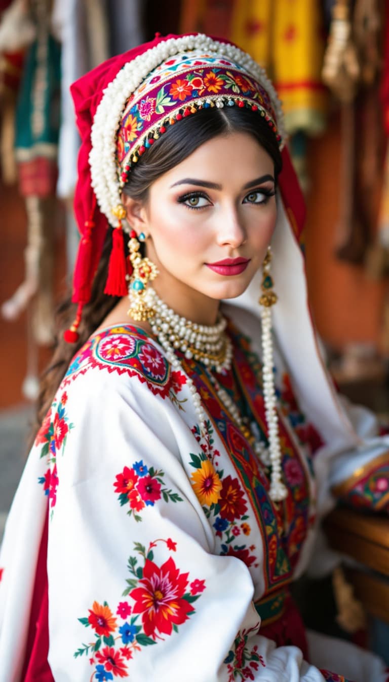 AI generated: Woman in Kazakh national costume