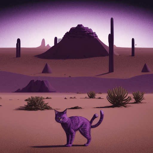 AI generated: illustration of a strange mysterious desolate desert with purple sand , painting like ,purpleish col...