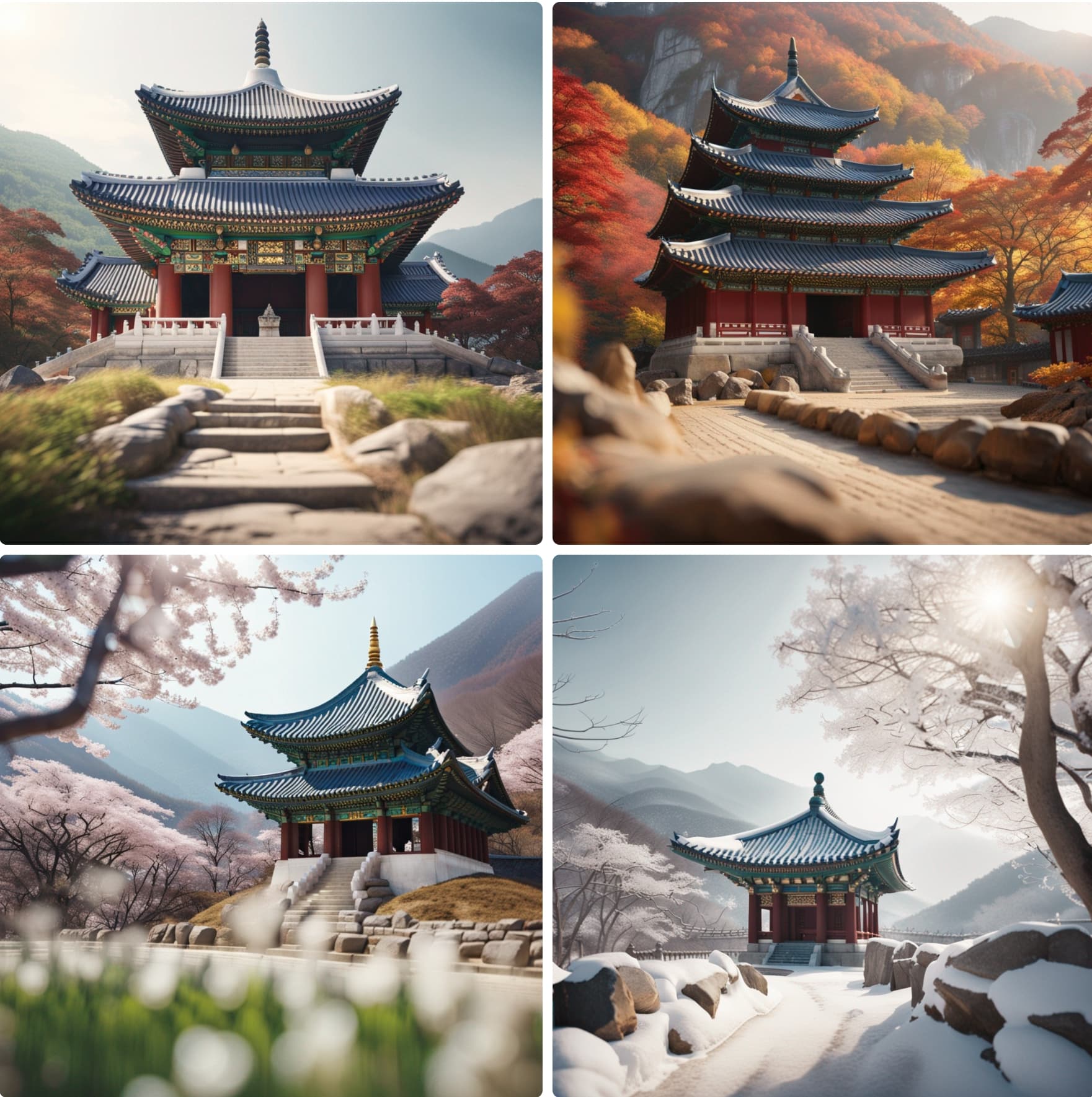 AI generated: KOREA TEMPLE,cinematic shot,winter,mountains, 8k ultra hd, magical, mystical,hyper realistic natural...