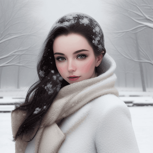 AI generated: Beauty in a snowy landscape, woman