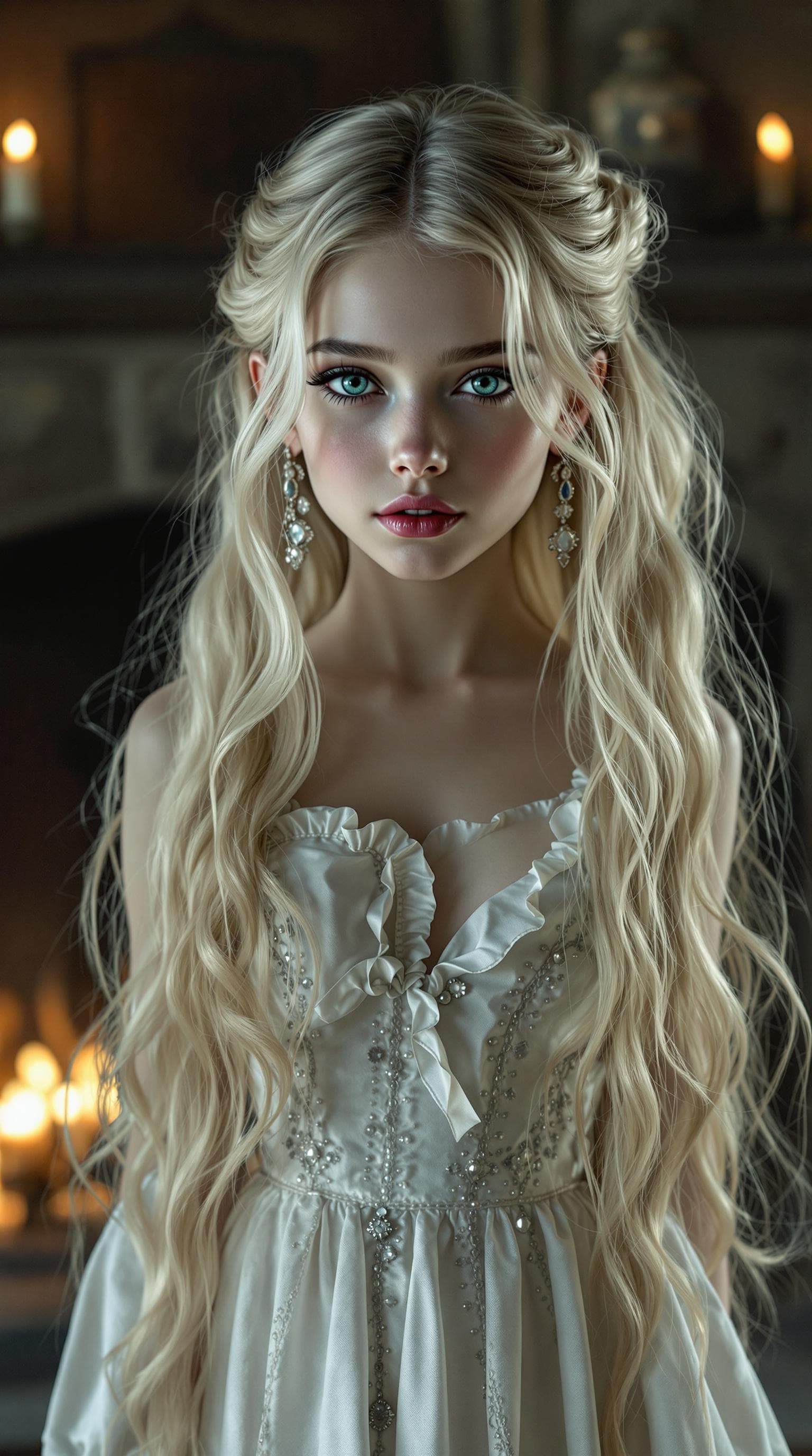 AI generated: a professional photo of a exceptionally of the most beautiful girl in the world, Transylvanian vampi...