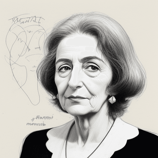 AI generated: Portrait of Spanish writer Ana María Matute, 80 yrs old, simple lines, sketch.