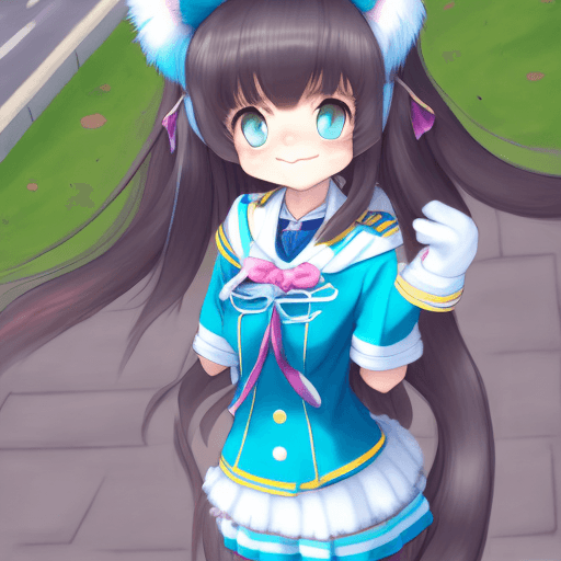 AI generated: art by dagasi, (((best quality))), solo, standing, (from above), (upper body focus), (furry), cat ea...
