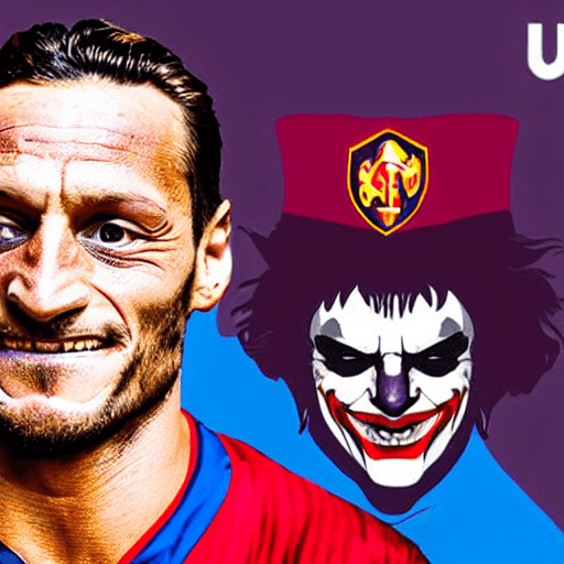 AI generated: A portrait of Francesco Totti masked as Joker