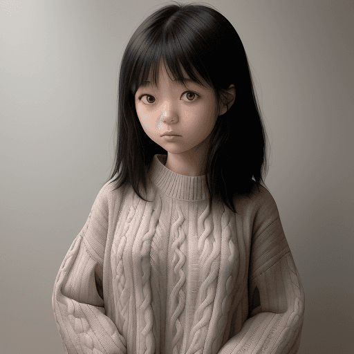 AI generated: Japanese (22:1. 3) year old (woman:1. 1) with (dark:1. 2) hair half (naked:1. 1) in open room with t...