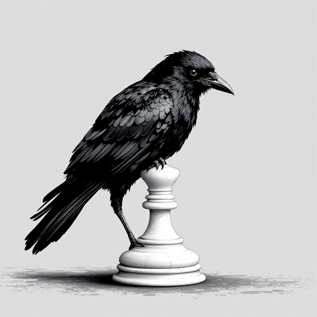 AI generated: crow as a chess figure
