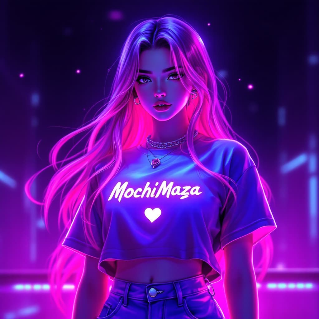AI generated: A stunning, glowing FLUORECENT neon Anime Female Character that emits an otherworldly luminescence. ...