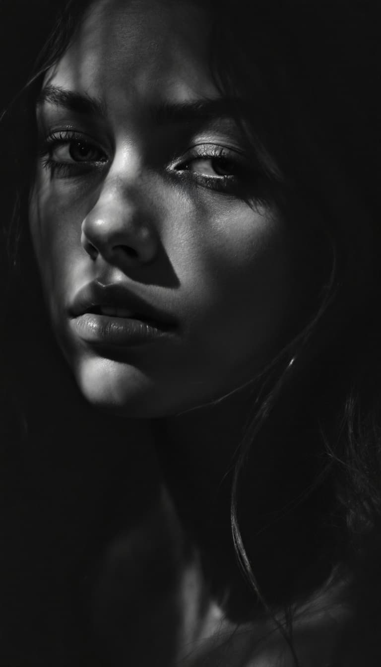 AI generated: girl, charcoal portrait