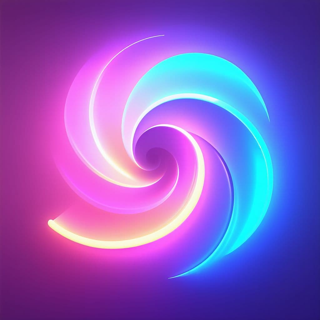 AI generated: "A bold and vibrant minimalist logo featuring a glowing abstract shape (like a spiral, starburst, or...