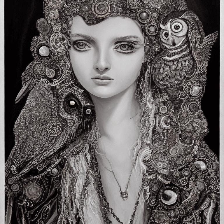 AI generated: Oil painting, high resolution 8k, Balla master painter, Byzantine artwork, 
young lady close up blac...