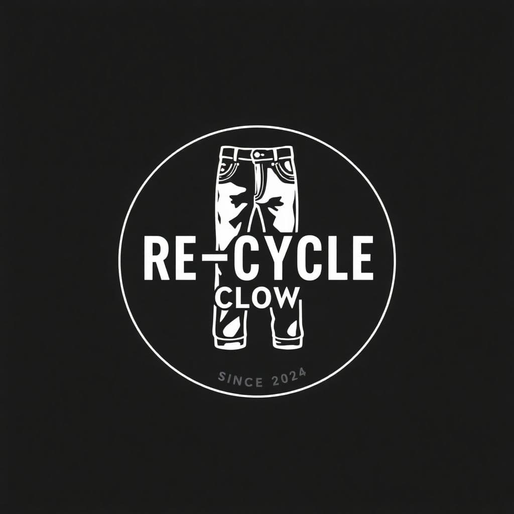 AI generated: an impressive Start-Up logo called Re-Cycle Clo. 
this circular logo with a silhouette of jeans in b...