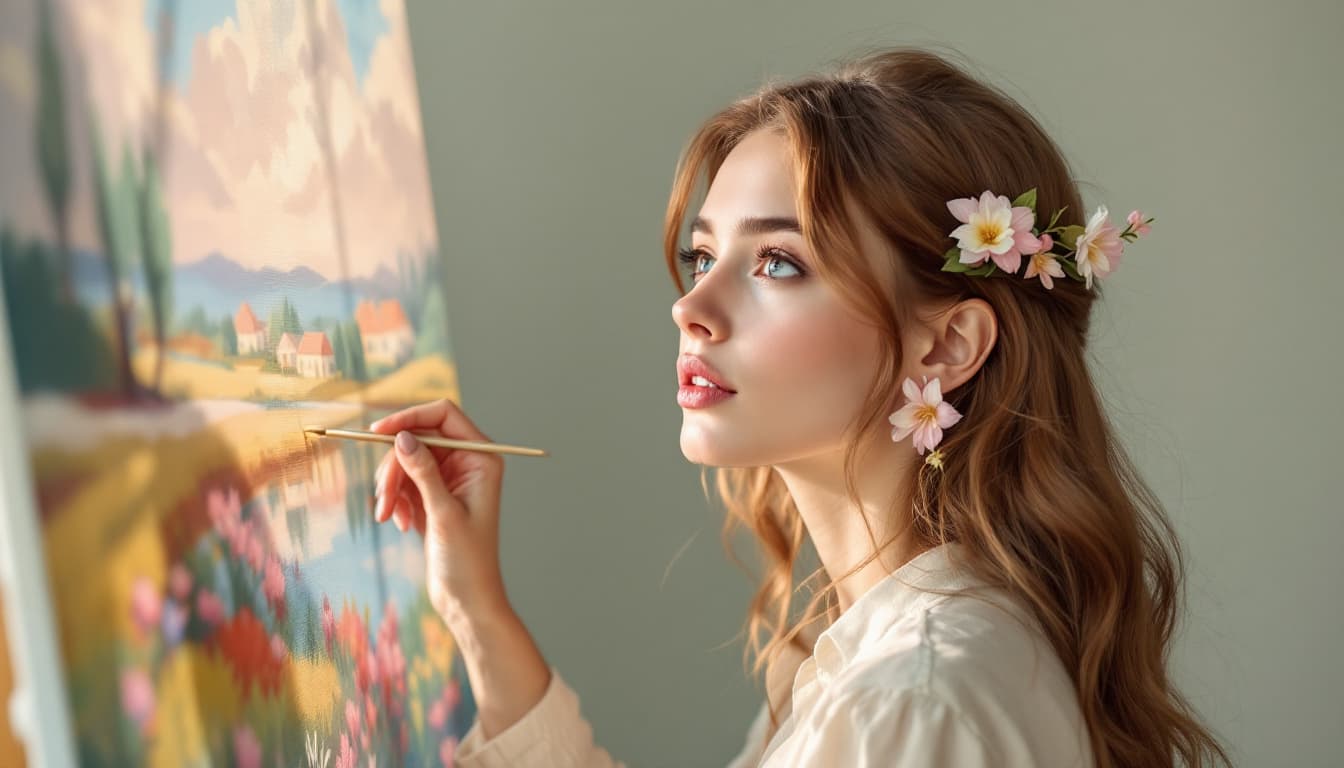 AI generated: Uma jovem mulher de pele clara, na faixa dos 20 anos, vista de perfil olhando com olhos atentos em u...