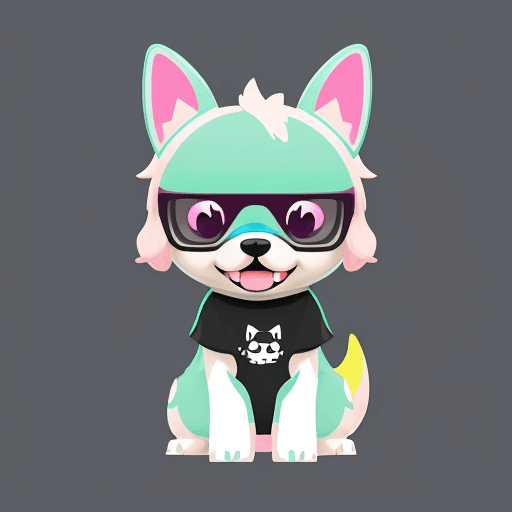 AI generated: Cute Vector | Vector dog character for t-shirt design, pink, blue, yellow, green colored, clean and ...