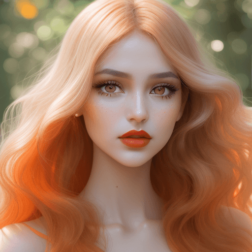 AI generated: the model is wearing orange colored lipstick and mascara,  animated gifs, macro photography, yigal o...
