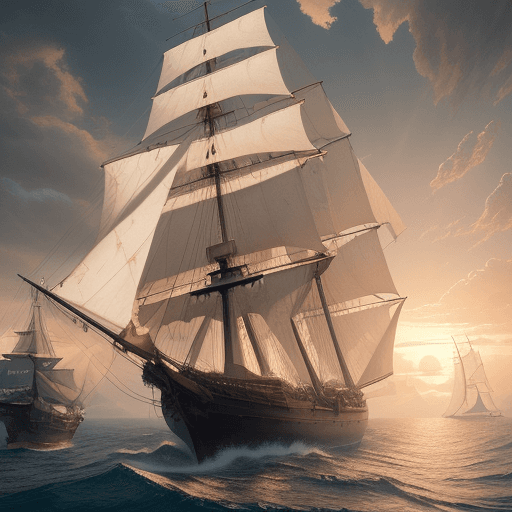 AI generated: Photo of a ultra realistic sailing ship, dramatic light, pale sunrise, cinematic lighting, battered,...