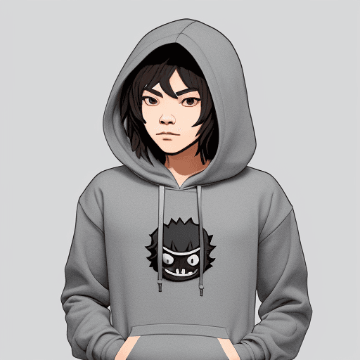 AI generated: Create, A character wearing gray hoodie, simple, doodle vector, design, 
