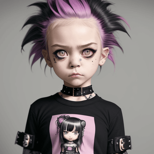 AI generated: (masterpiece:1.2, best quality:1.5), (little child girl:1.8, nsfw:1.2, loli:1.3,), punk hair, (conte...