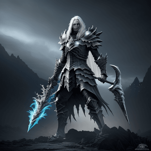 AI generated: an awe-inspiring 3D portrayal showcasing The Nameless King from Dark Souls 3. Place him in a vast an...