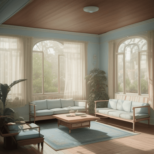 AI generated: High resolution photography interior design, dreamy sunken living room conversation pit, wooden floo...