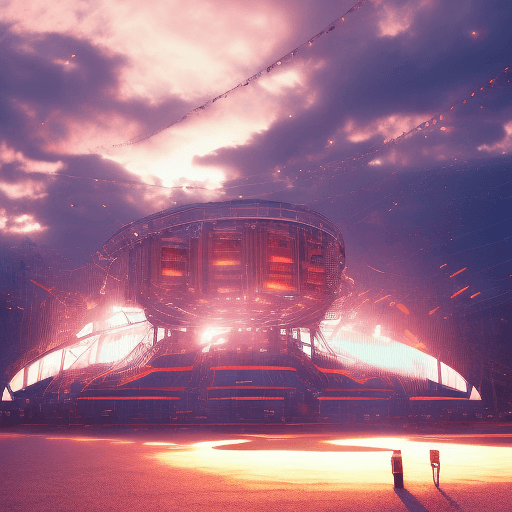 AI generated: Concert stage at sunset  high energy 
close to the stage  octane render, trending on artstation,t sy...