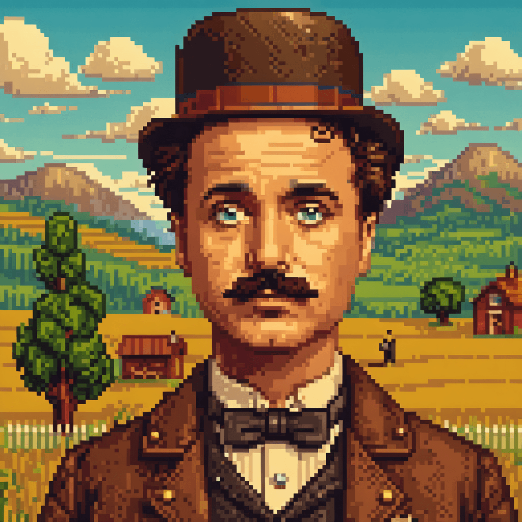 AI generated: Protrait of Charlie Chaplin as  rural hipster, icon Charlie Chaplin moustache, leatherjacket, steamp...