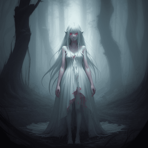 AI generated: Banshee standing and crying near the house in the dark spooky forest, by Ross Tran, fantasy art, big...