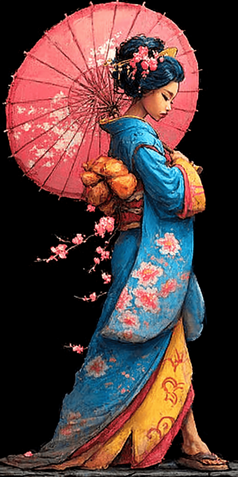 AI generated: geisha --chaos 75 --ar 1:2 --sref 4210198491 --stylize 750