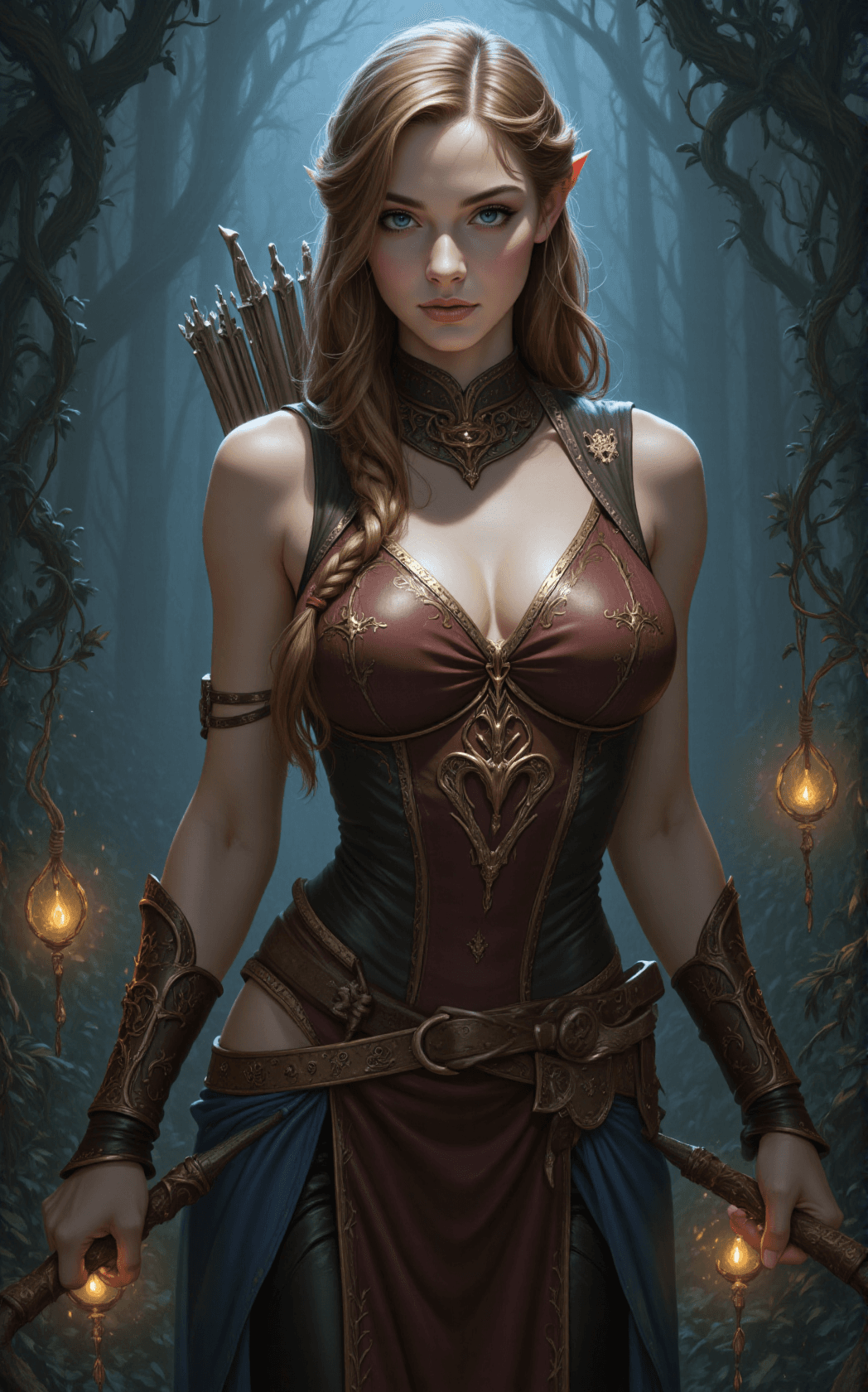 AI generated: The portrait features Serpent Archer, a striking Dungeons & Dragons character with piercing blue eye...