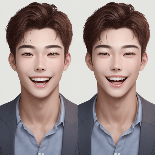 AI generated: one handsome  man with attractuve face and open mouth with smile and shocked eyes and good skin tone