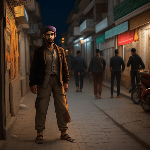 AI generated: a realistic photo of a young tramp kurdish man in tarlabaşı, istanbul, midnight 